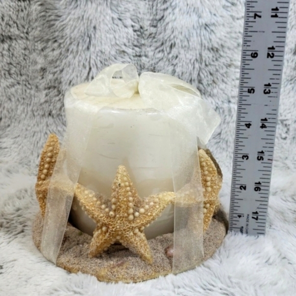Vintage Beautiful Candleholder /5 Starfishes With Big Wight Big Candle - Picture 8 of 10